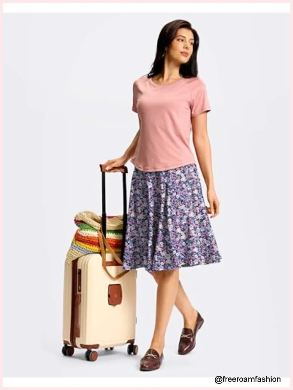 24 Inch Knee Length Long Skort Midi Dressy Casual Summer Travel Skirt with